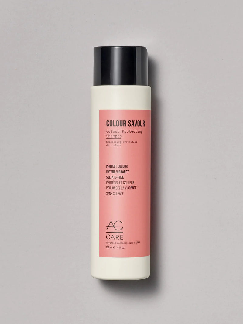 Pastel red label color protect shampoo to extend vibrancy from an eco-friendly salon in Toronto, sulfate-free