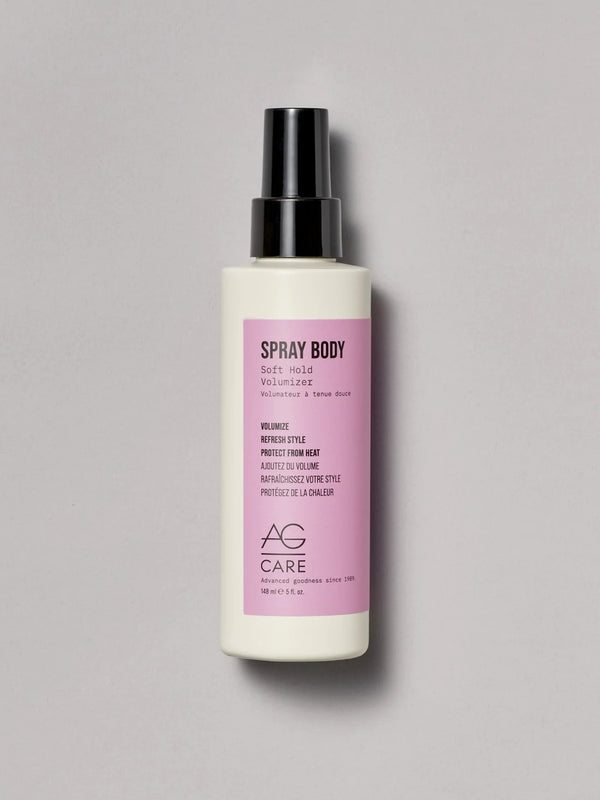 Light pink pastel label volume spray to refresh style and add body from an eco-friendly salon in Toronto, heat protection