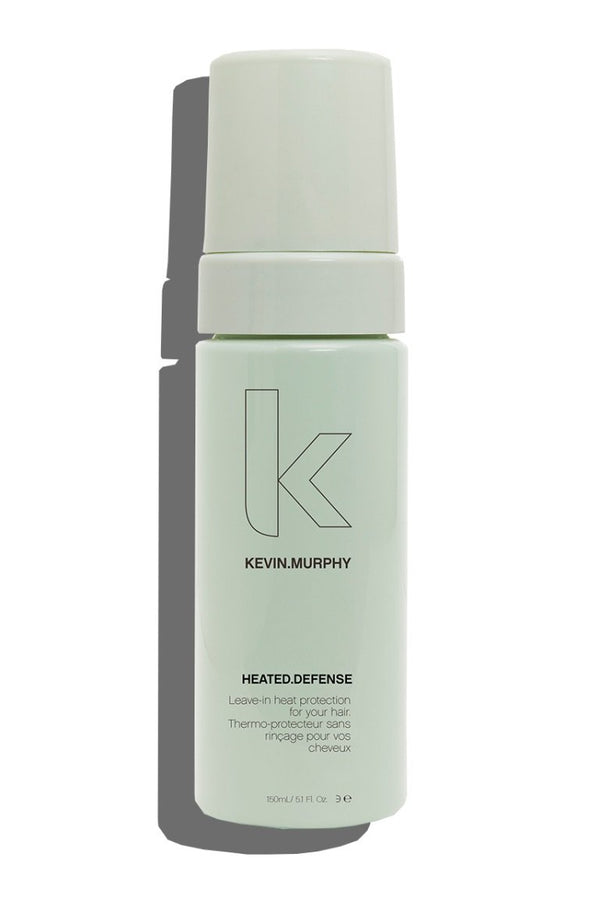 Light pastel green HEATED.DEFENSE by Kevin Murphy at Green Circle Salon Toronto. Weightless heat protectant foam up to 450°F