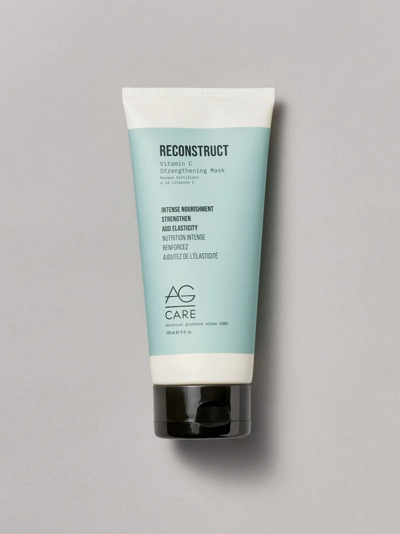Squeezable bottle with light green teal label, AG Nourishing Hair Mask at Green Circle Salon Toronto. Strengthens and adds elasticity.